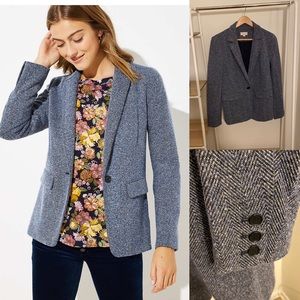 Loft Blue Herringbone Knit Blazer